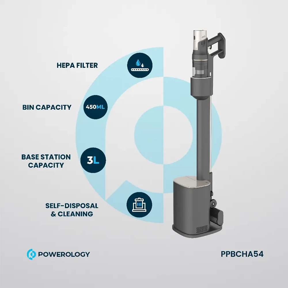 Powerology Cordless Vacuum Auto-disposal Charging - Black-133831 Powerology Cordless Vacuum Auto-disposal Charging - Black-133831