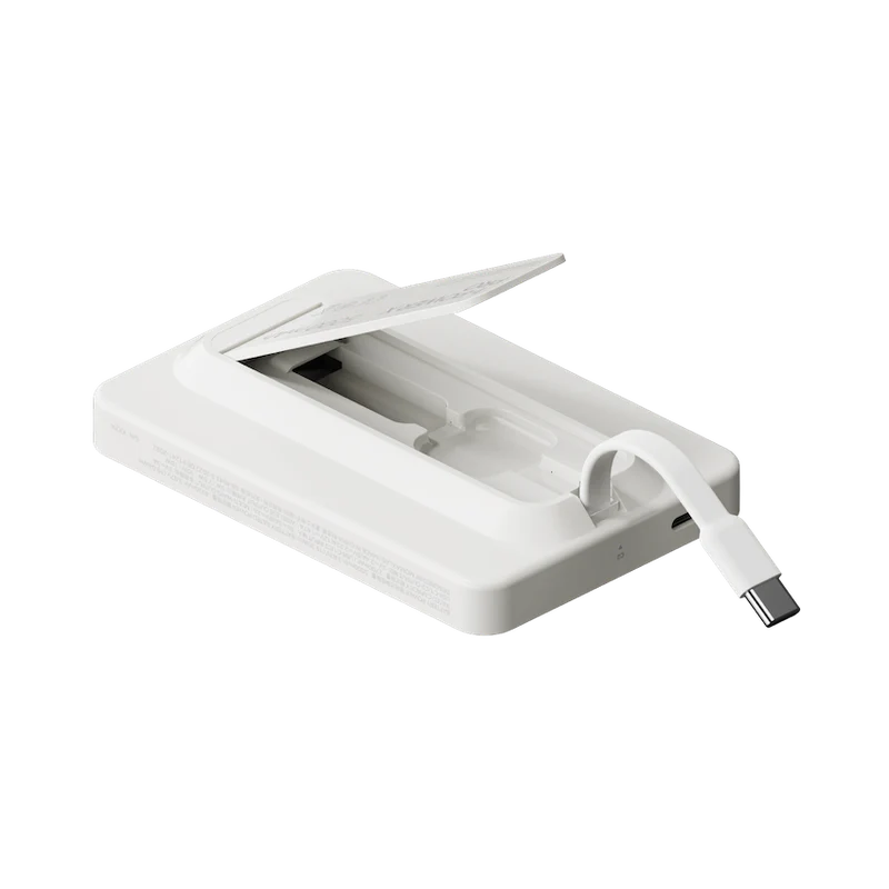 Momax 1-power X Pro Magnetic Wireless Power Bank 5000mah With Stand And Built-in Usb-c Cable - White-134473 Momax 1-power X Pro Magnetic Wireless Power Bank 5000mah With Stand And Built-in Usb-c Cable - White-134473