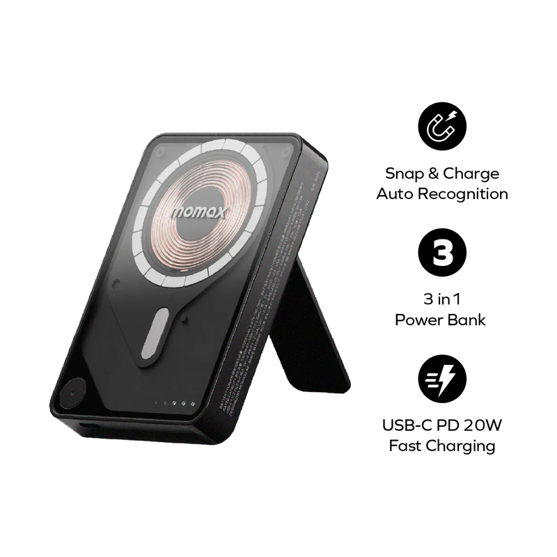 Momax 1-power X Pro+ Magnetic Wireless Power Bank 10000mah With Built-in Usb-c Cable - Yellow-134467 Momax 1-power X Pro+ Magnetic Wireless Power Bank 10000mah With Built-in Usb-c Cable - Yellow-134467