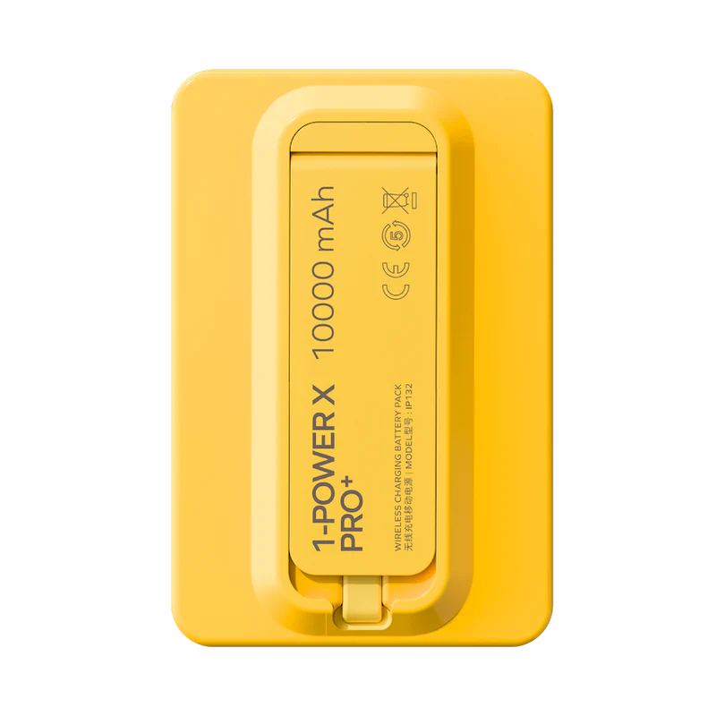 Momax 1-power X Pro+ Magnetic Wireless Power Bank 10000mah With Built-in Usb-c Cable - Yellow-134466 Momax 1-power X Pro+ Magnetic Wireless Power Bank 10000mah With Built-in Usb-c Cable - Yellow-134466