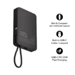 Momax 1-power X Power Bank 10000mah With Built-in Usb-c Cable - White-134450