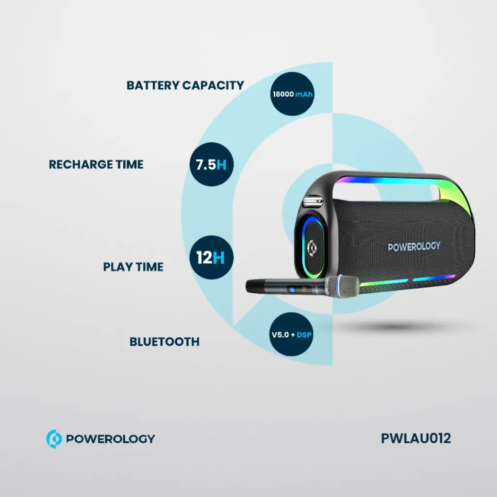 Powerology Deep Bass Party Speaker - Black-134600 Powerology Deep Bass Party Speaker - Black-134600