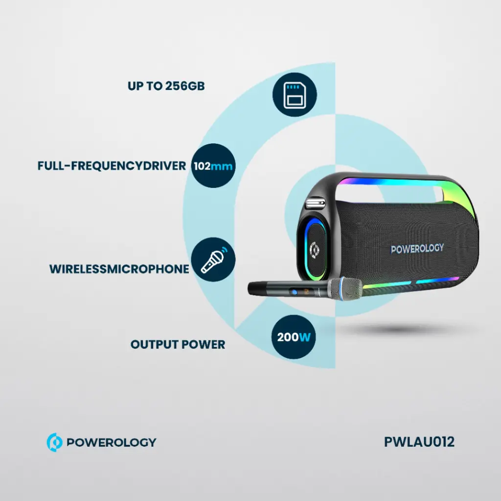 Powerology Deep Bass Party Speaker - Black-134602 Powerology Deep Bass Party Speaker - Black-134602