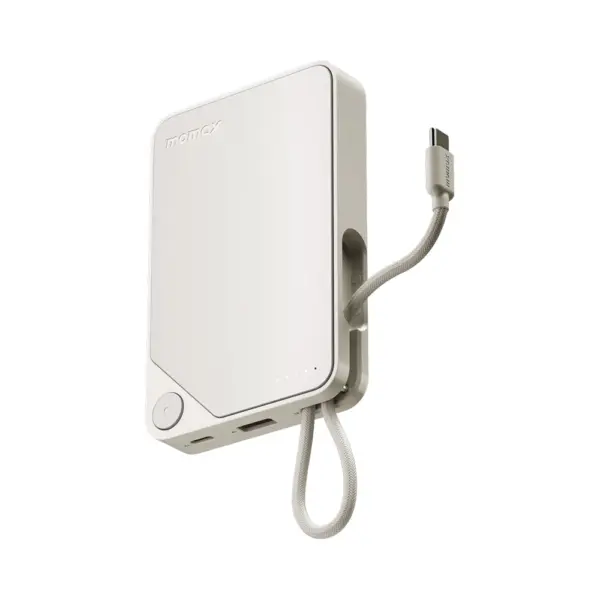 Momax 1-power X Power Bank 10000mah With Built-in Usb-c Cable - White-0