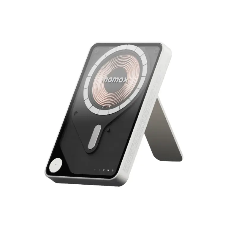 Momax 1-power X Pro Magnetic Wireless Power Bank 5000mah With Stand And Built-in Usb-c Cable - White-0