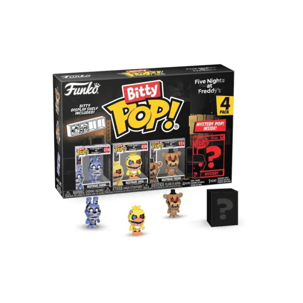 Pop Bitty 4 Pack: Fnaf- Nightmare Bonnie / Nightmare Chica / Nightmare Freddy / Mystery-0