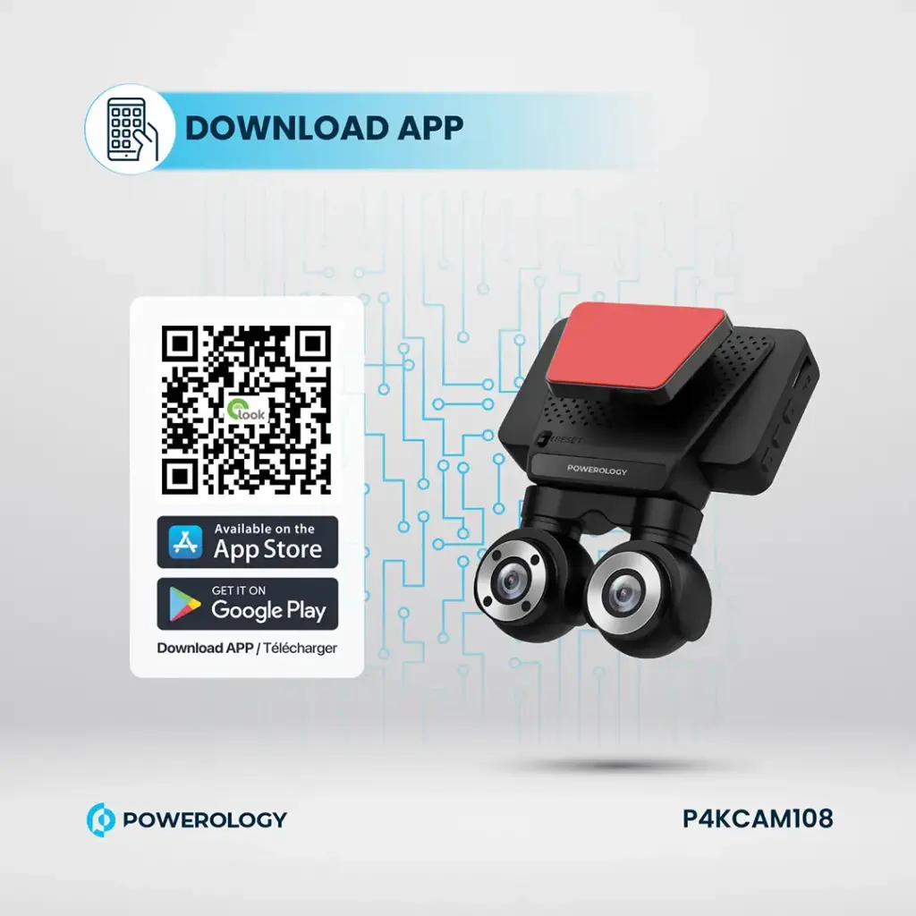 Powerology Dual Lens Dash Camera - Black-135840 Powerology Dual Lens Dash Camera - Black-135840