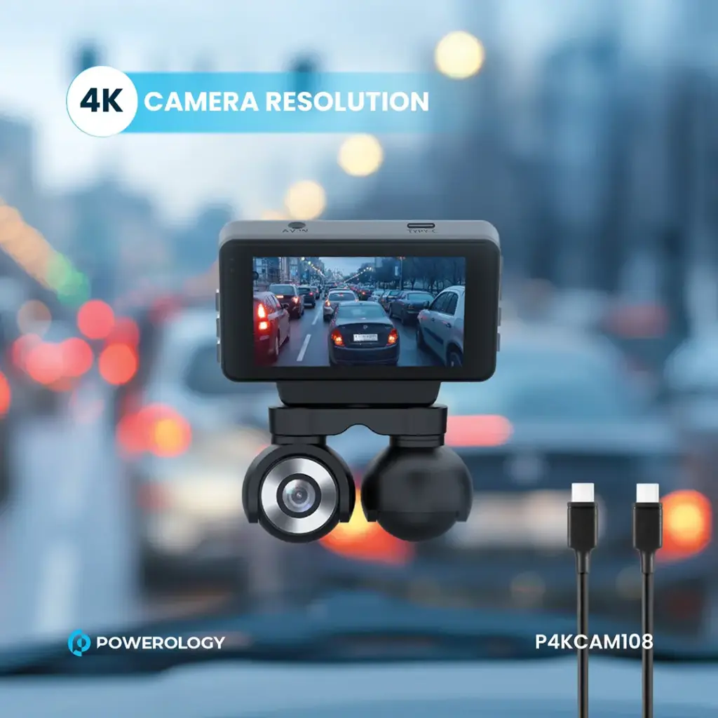 Powerology Dual Lens Dash Camera - Black-135839 Powerology Dual Lens Dash Camera - Black-135839