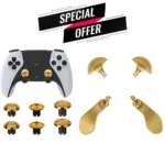 Metal Joystick Cap 6pcs & Metal Back Key 4 Pcs - Gold For Ps5 Edge Controller Bundle Offer -0