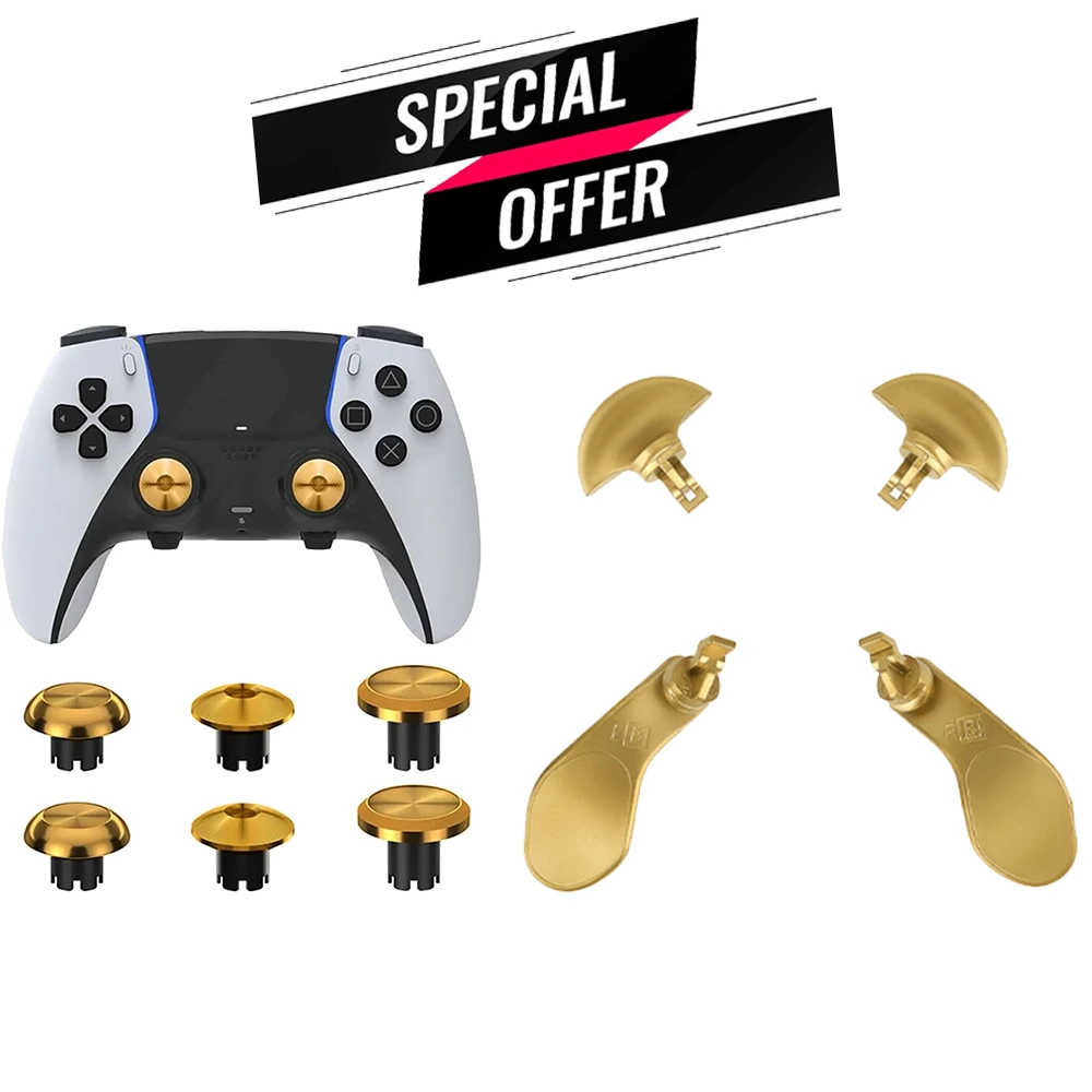 Metal Joystick Cap 6pcs & Metal Back Key 4 Pcs - Gold For Ps5 Edge Controller Bundle Offer -0 Metal Joystick Cap 6pcs & Metal Back Key 4 Pcs - Gold For Ps5 Edge Controller Bundle Offer -0