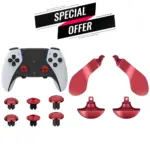Metal Joystick Cap 6pcs & Metal Back Key 4 Pcs - Red For Ps5 Edge Controller Bundle Offer -0