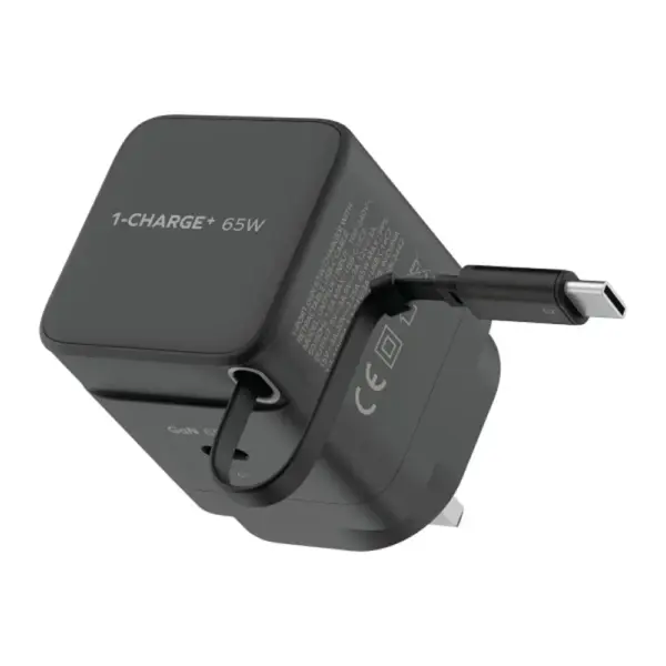 Momax Gan 65w Charger With Retractable Usb-c Cable - Black-0