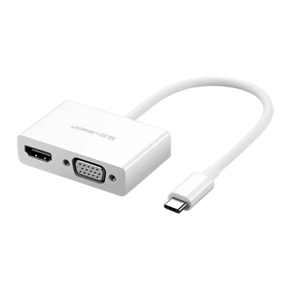 Ugreen Usb-c To Hdmi And Vga Converter - White-0 Ugreen Usb-c To Hdmi And Vga Converter - White-0