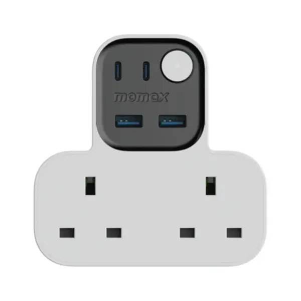 Momax 1-charge Work Flow T-shaped Extention 2 Socket With Usb -white-0
