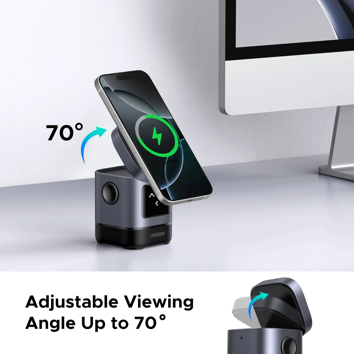 Ugreen Uno 2in1 Magnetic Wireless Charging Station - 15w-136068 Ugreen Uno 2in1 Magnetic Wireless Charging Station - 15w-136068