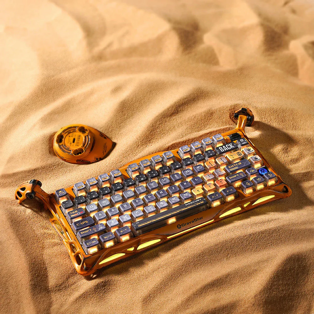 Gravastar Mercury K1 Pro 75% Wireless Mechanical Gaming Special Edition Keyboard - Battle Worn Yellow-136625 Gravastar Mercury K1 Pro 75% Wireless Mechanical Gaming Special Edition Keyboard - Battle Worn Yellow-136625