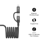 Momaxmag.link Duo Magnetic Usb-c To Usb-c & Lightning Cable 60w - 1m - Black-137733