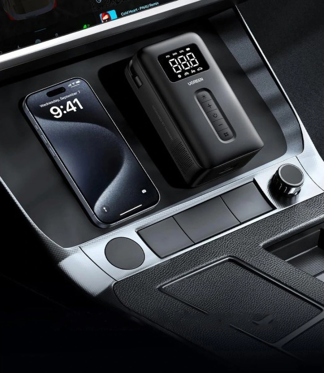 Ugreen Portable Tire Inflator - Black-137646 Ugreen Portable Tire Inflator - Black-137646