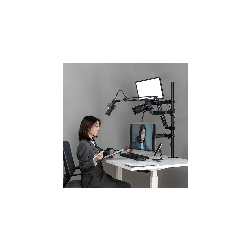 Lumi Single-monitor All-in-one Studio Setup Desktop Stand - Fine Texture Black-136810 Lumi Single-monitor All-in-one Studio Setup Desktop Stand - Fine Texture Black-136810