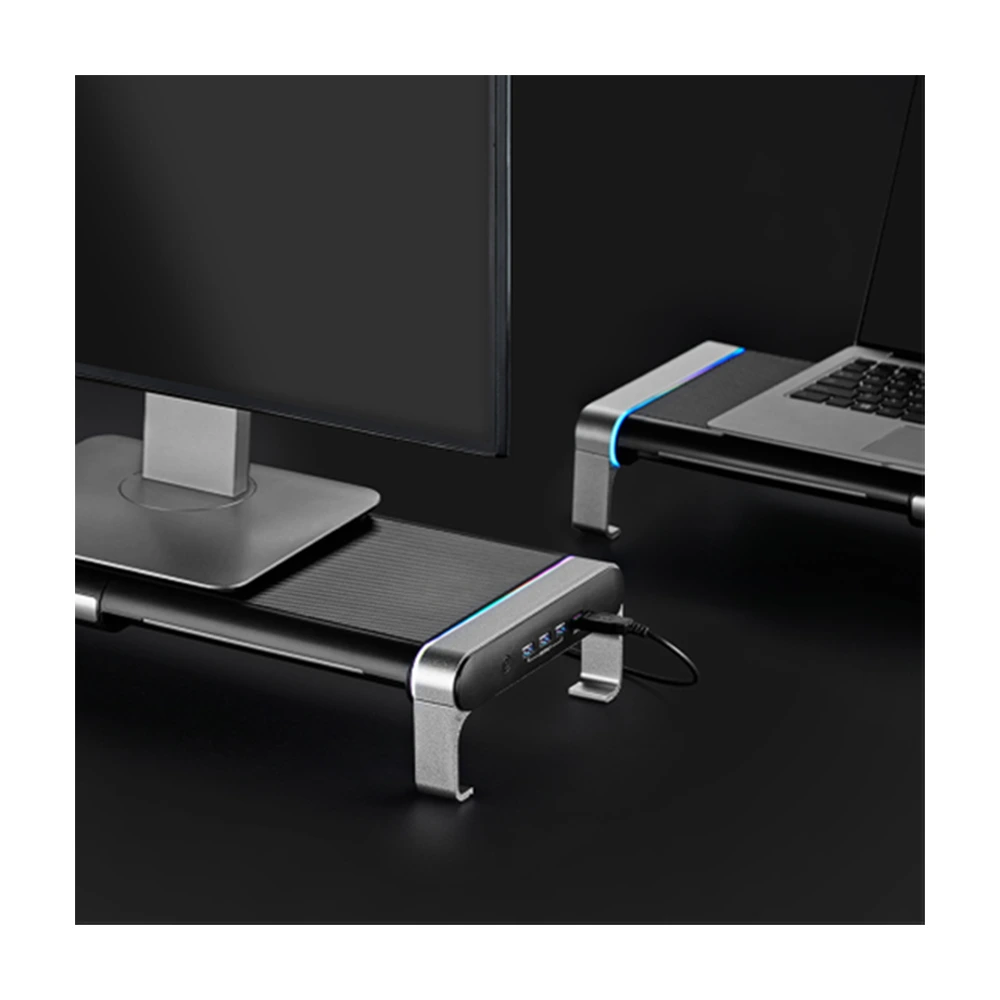 Lumi Hyper Gaming Monitor Riser - Silver & Black-136822 Lumi Hyper Gaming Monitor Riser - Silver & Black-136822