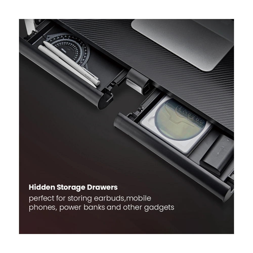 Lumi Hyper Gaming Monitor Riser - Silver & Black-136826 Lumi Hyper Gaming Monitor Riser - Silver & Black-136826