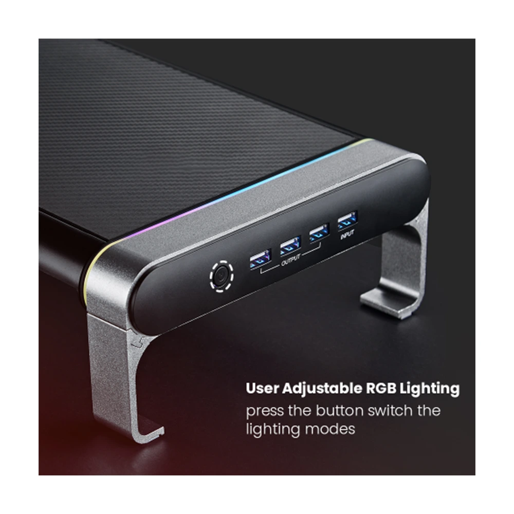 Lumi Hyper Gaming Monitor Riser - Silver & Black-136824 Lumi Hyper Gaming Monitor Riser - Silver & Black-136824