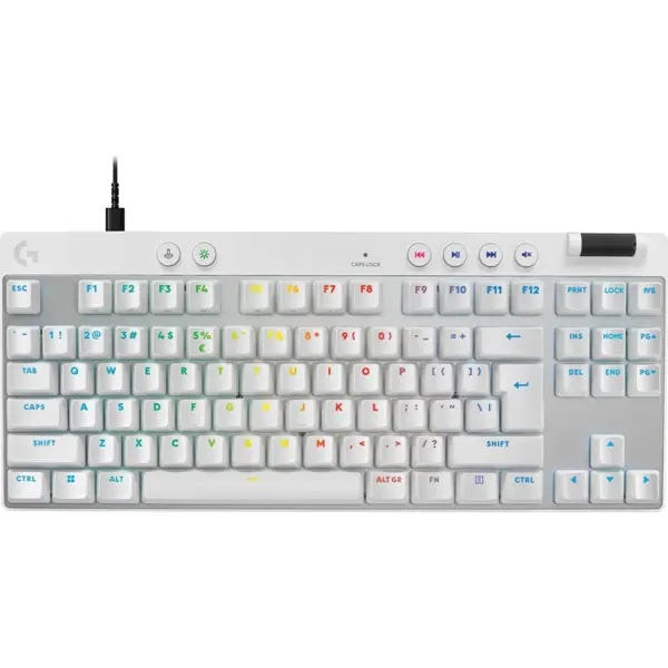 Logitech Pro X Tkl Rapid Wired Gaming Keyboard - White (English)-0