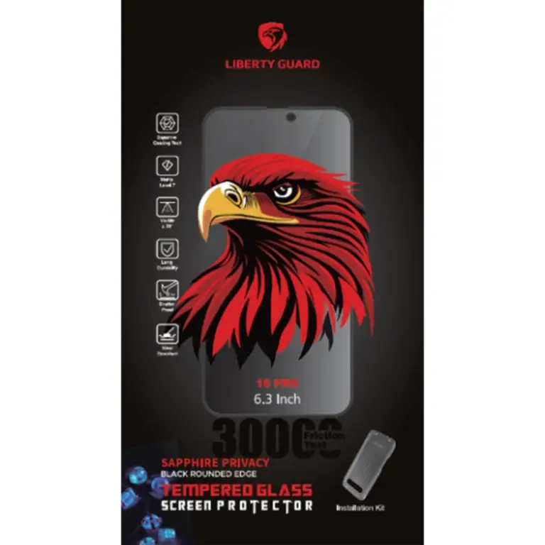 Liberty Guard 2.5d Full Cover Clear Black Edge Sapphire Coating Glass With Applicator - Iphone 16 Pro 6.3"-0