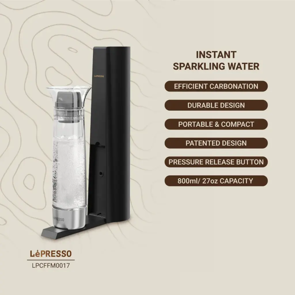 Lepresso Carbonator Instant Sparkling Water 800ml - Black-138268 Lepresso Carbonator Instant Sparkling Water 800ml - Black-138268