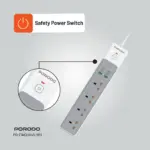Porodo 4AC 65W 3000W Power Strip - White-139044