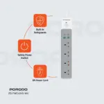 Porodo 4AC 65W 3000W Power Strip - White-139045