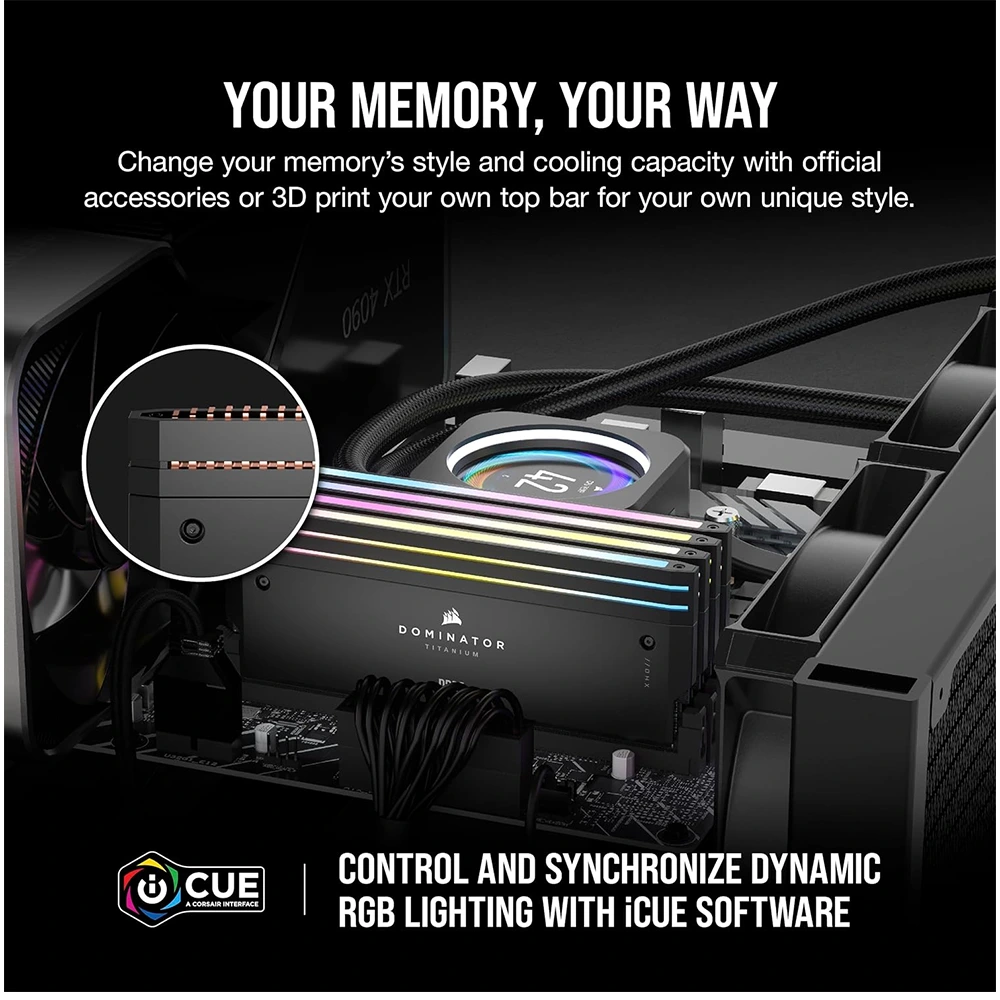 Corsair Dominator Titanium Rgb Ddr5 Ram 64gb (2x32gb) Ddr5 6600mhz Cl32 Intel Xmp Icue Compatible Computer Memory - Black-138070 Corsair Dominator Titanium Rgb Ddr5 Ram 64gb (2x32gb) Ddr5 6600mhz Cl32 Intel Xmp Icue Compatible Computer Memory - Black-138070