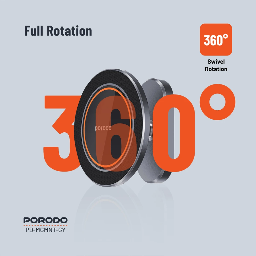 Porodo Aluminum Alloy Magsafe Mount Metal Base & Smooth Rotation - Grey-138709 Porodo Aluminum Alloy Magsafe Mount Metal Base & Smooth Rotation - Grey-138709