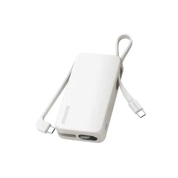 Momax 1-power Vital+ 10000mah Battery Pack With Dual Built-in Usb-c Cable - White-0