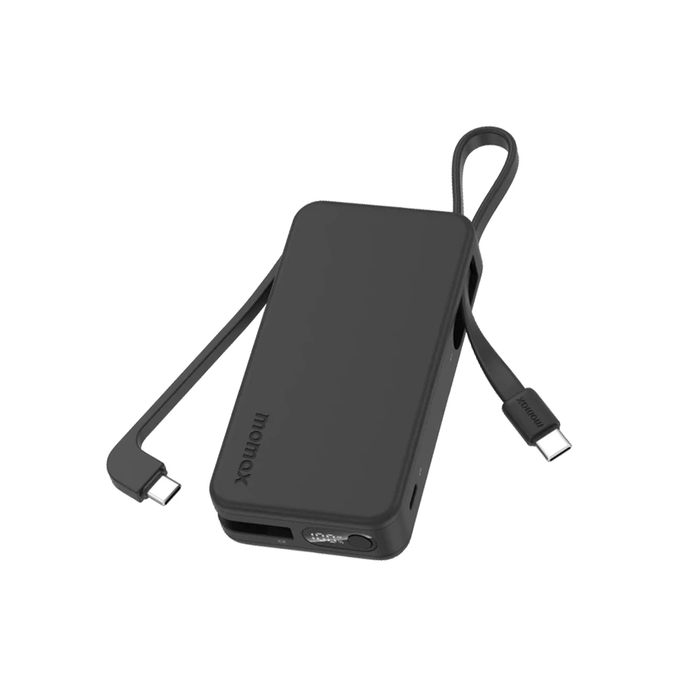 Momax 1-power Vital+ 10000mah Battery Pack With Dual Built-in Usb-c Cable - Black-0 Momax 1-power Vital+ 10000mah Battery Pack With Dual Built-in Usb-c Cable - Black-0