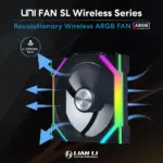 LIAN LI UNI FAN SL Wireless Reverse Blade 120mm ARGB Case Fans (3 Pack) - Black-139256