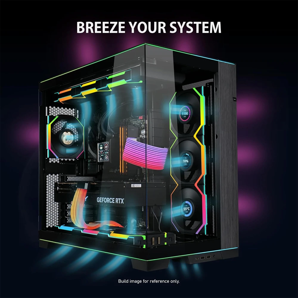 LIAN LI UNI FAN SL Wireless Reverse Blade 120mm ARGB Case Fans (3 Pack) - Black-139258 LIAN LI UNI FAN SL Wireless Reverse Blade 120mm ARGB Case Fans (3 Pack) - Black-139258