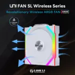 LIAN LI UNI FAN SL Wireless Reverse Blade 120mm ARGB Case Fans (3 Pack) - White-139261