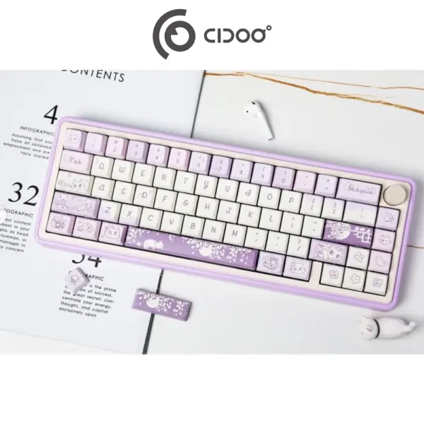 Cidoo Nebula 65% Via-programmable Wired/wireless Mechanical Keyboard - Purple (English)-0