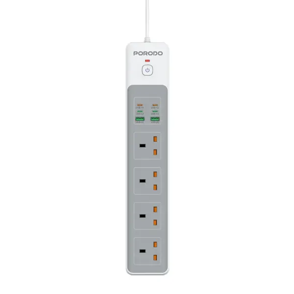 Porodo 4AC 65W 3000W Power Strip - White-0