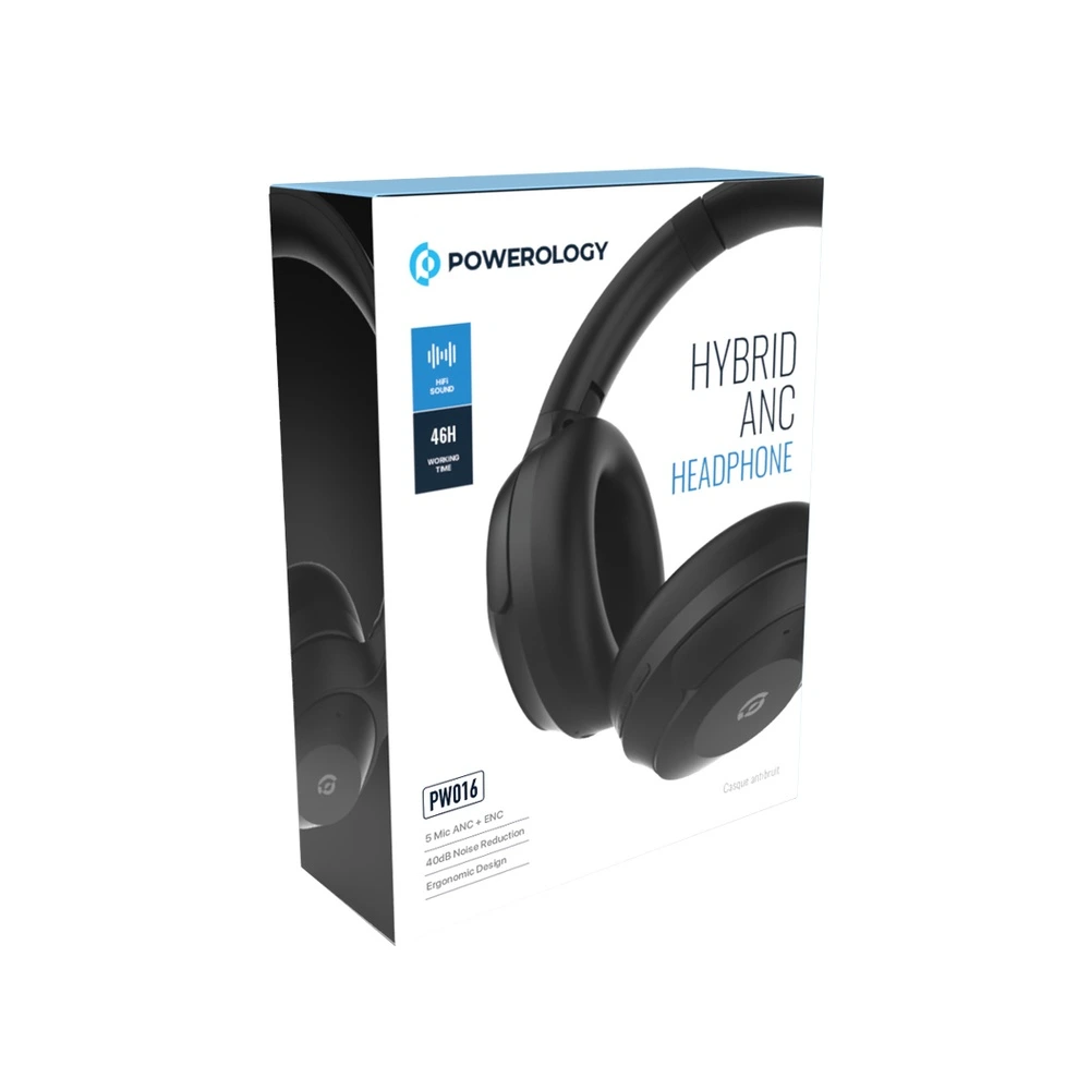 Powerology Hybrid ANC Headphone - Black-139071 Powerology Hybrid ANC Headphone - Black-139071