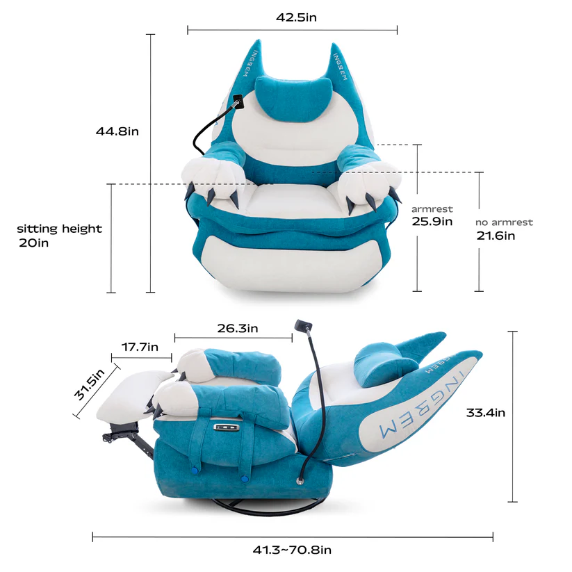 Ingrem Power Smart Sofa Recliner - Blue-139399 Ingrem Power Smart Sofa Recliner - Blue-139399