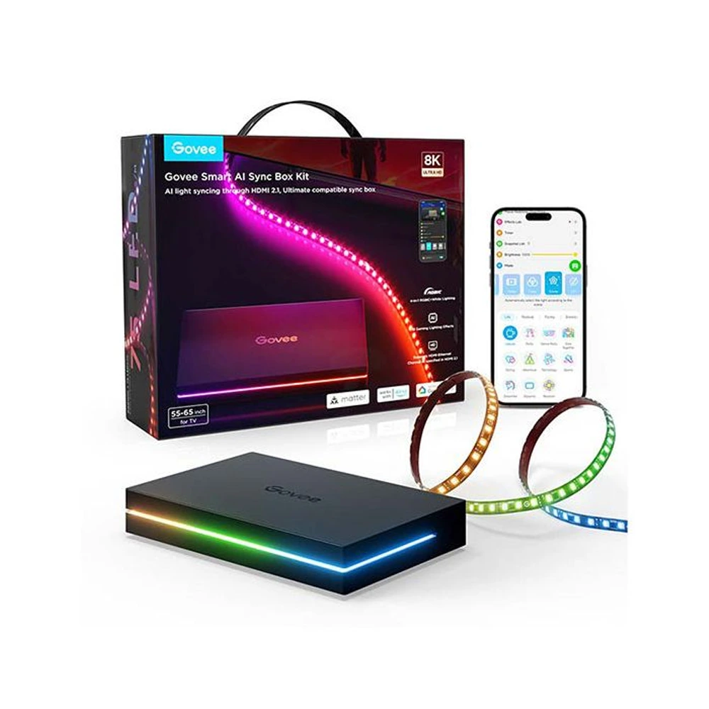 Govee Ai Sync Box Hdmi 2.1 With Strip Ligth For 55-65"Tv Max-thumbnail Govee Ai Sync Box Hdmi 2.1 With Strip Ligth For 55-65"Tv Max-thumbnail