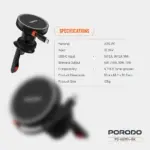 Porodo HS14 MagSafe Charger Retractable Type-C - Black-139473