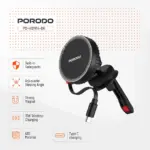 Porodo HS14 MagSafe Charger Retractable Type-C - Black-139474