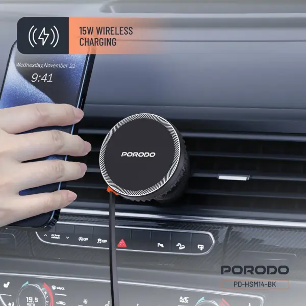 Porodo HS14 MagSafe Charger Retractable Type-C - Black-0