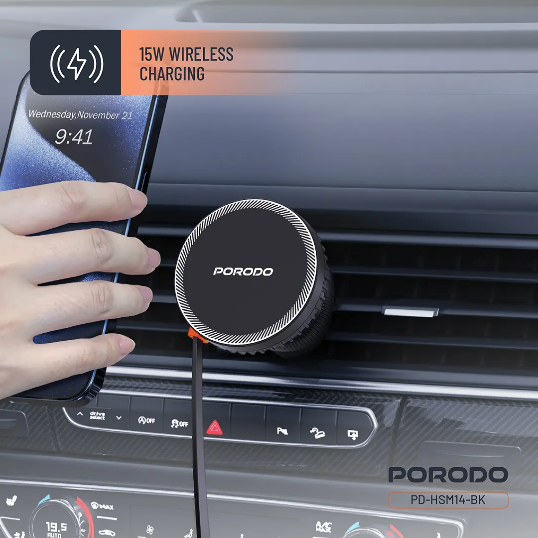 Porodo HS14 MagSafe Charger Retractable Type-C - Black-0 Porodo HS14 MagSafe Charger Retractable Type-C - Black-0