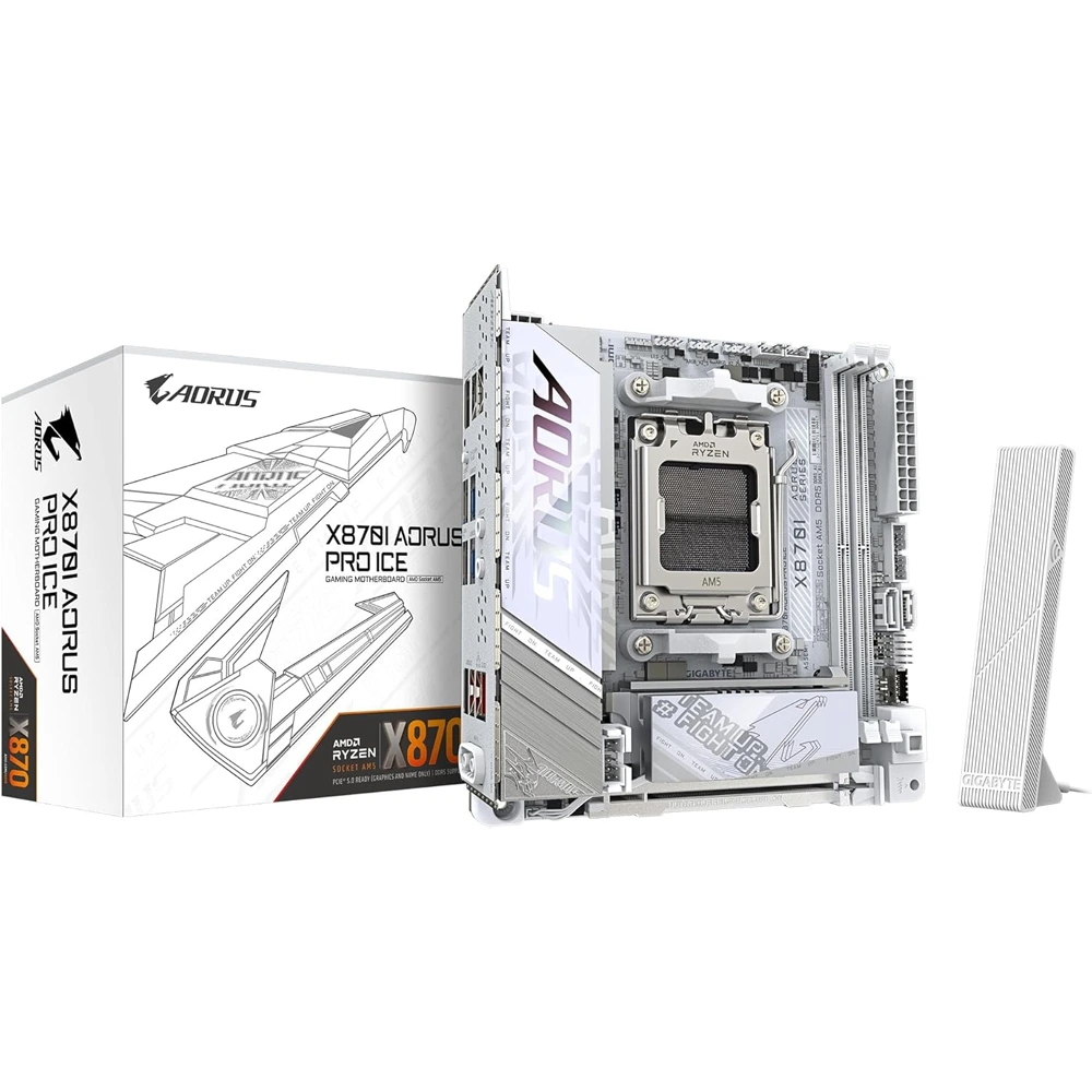 Gigabyte X870i Aorus Pro Ice Ddr5 Motherboard - White-0 Gigabyte X870i Aorus Pro Ice Ddr5 Motherboard - White-0
