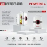 Powero+ 22L Mini Refrigerator Dual core CNC – White/Grey-140407