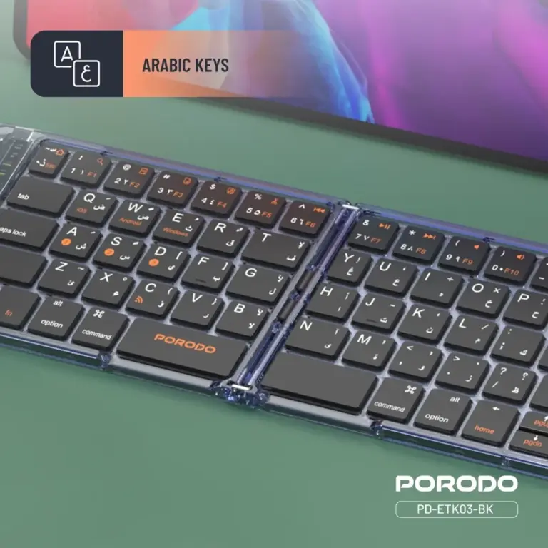 Porodo Crystal Shell Wireless Keyboard - Black (Arabic Key)-0